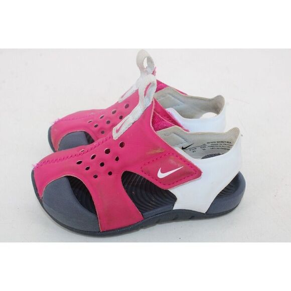 Nike Sunray Protect 2 (PS) Sandals 943827-604 Fireberry/Football Grey Size 5c - Picture 9 of 11